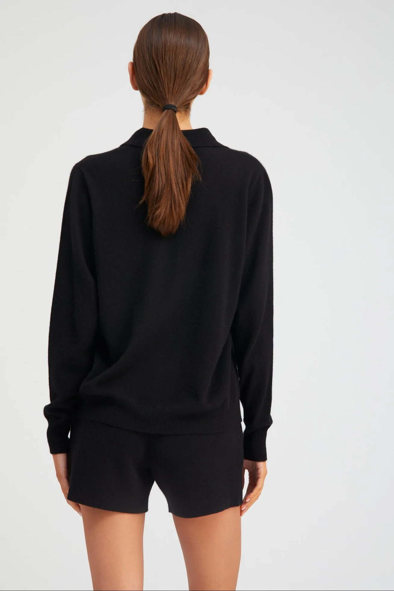 Black Cashmere Polo Sweater sold by SPRWMN product image thumbnail 3