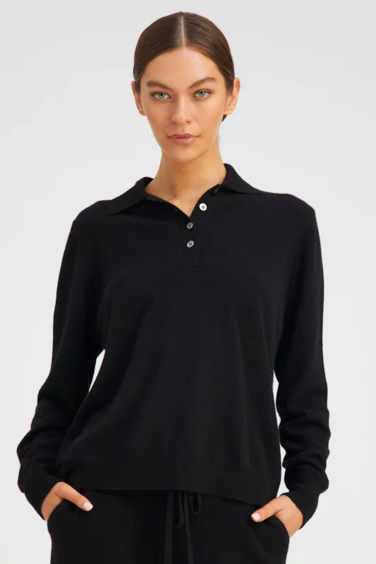 Black Cashmere Polo Sweater sold by SPRWMN