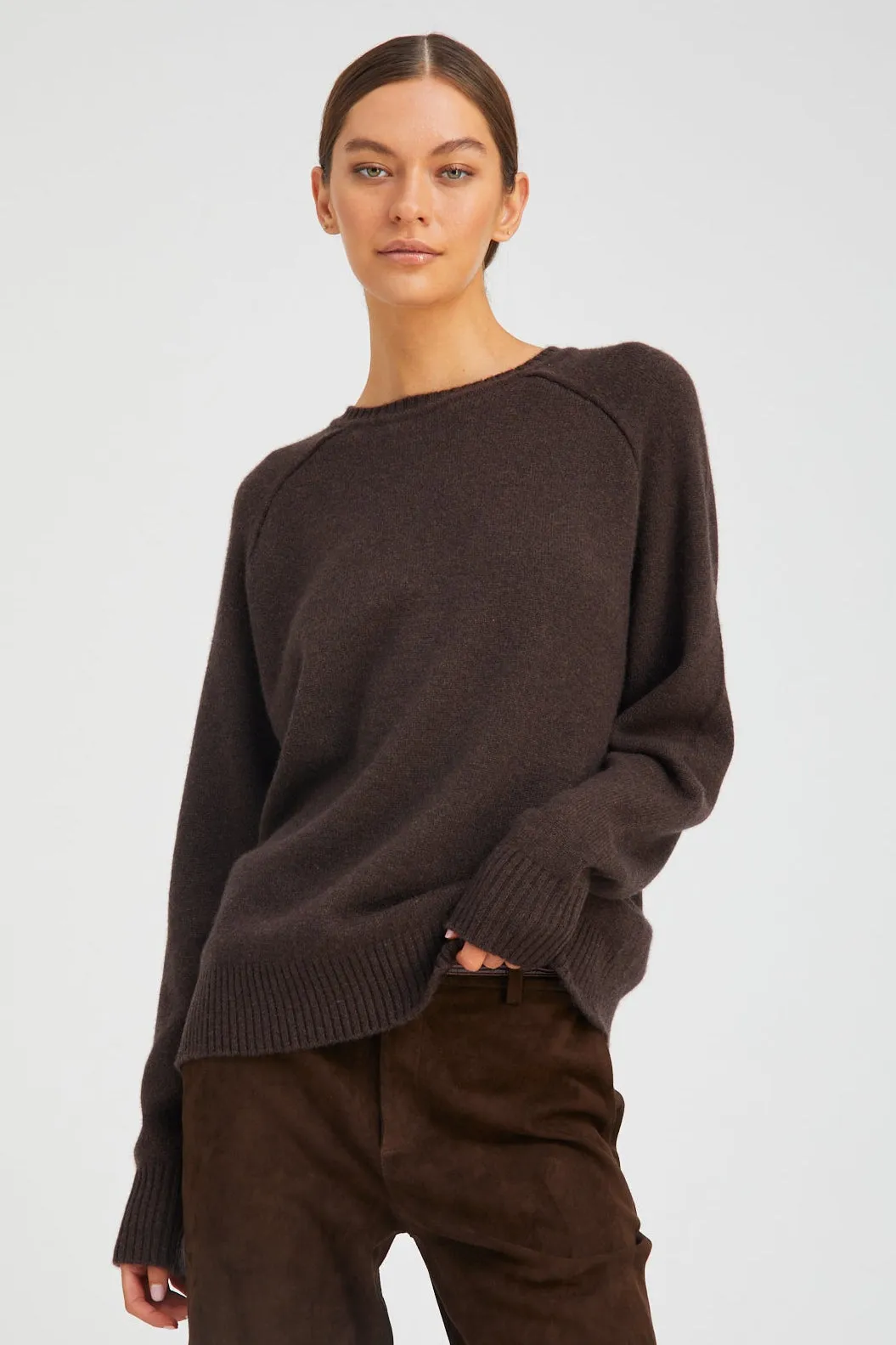 Coffee Cashmere Boyfriend Sweater sold by SPRWMN