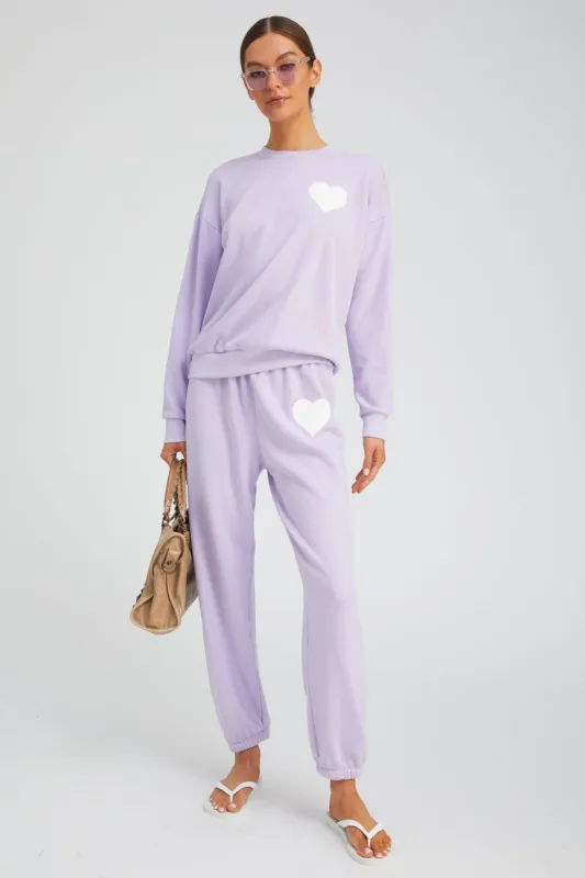 Lavender Heart Sweatpants sold by SPRWMN