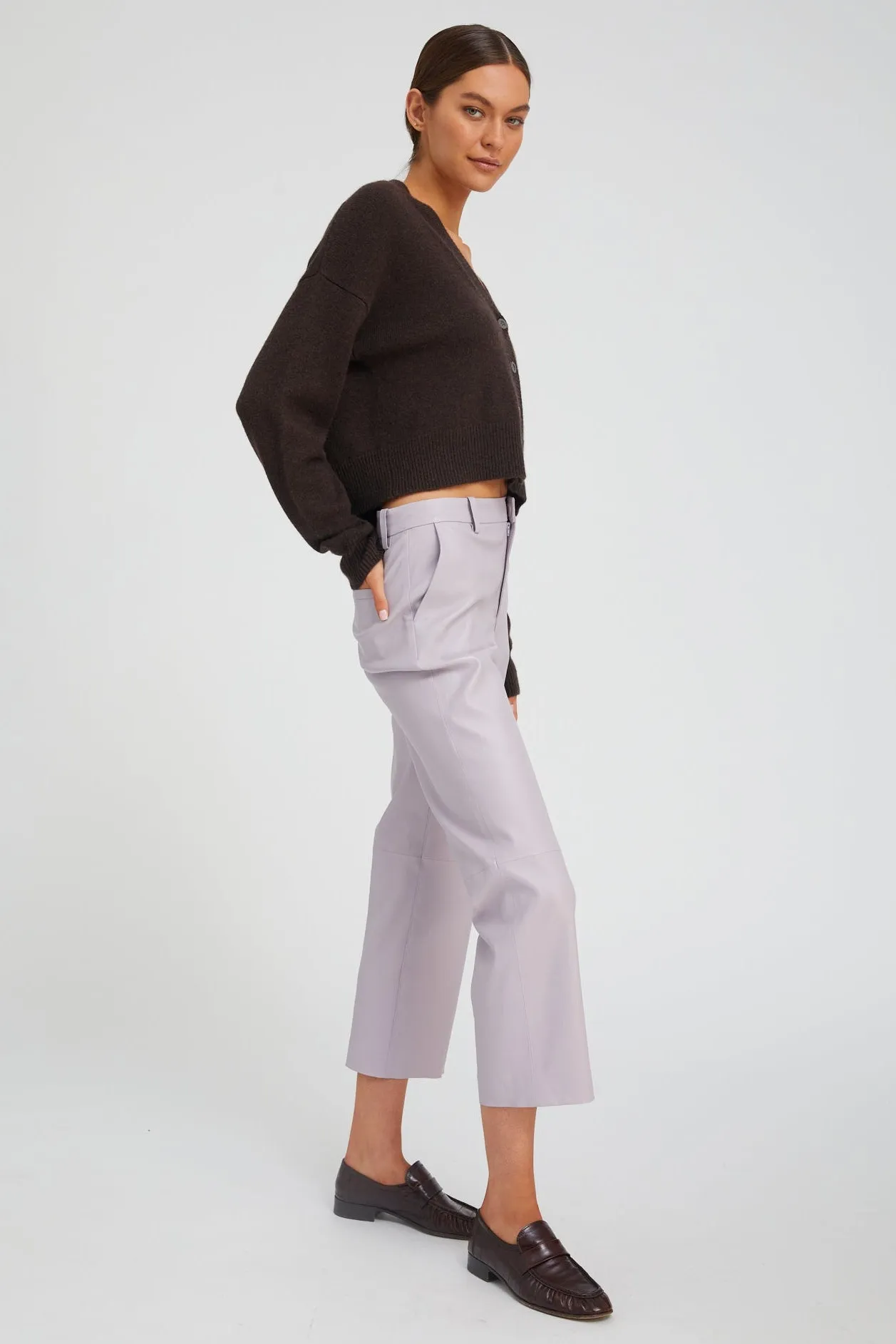 Lavender Leather Cropped Trousers sold by SPRWMN product image thumbnail 2