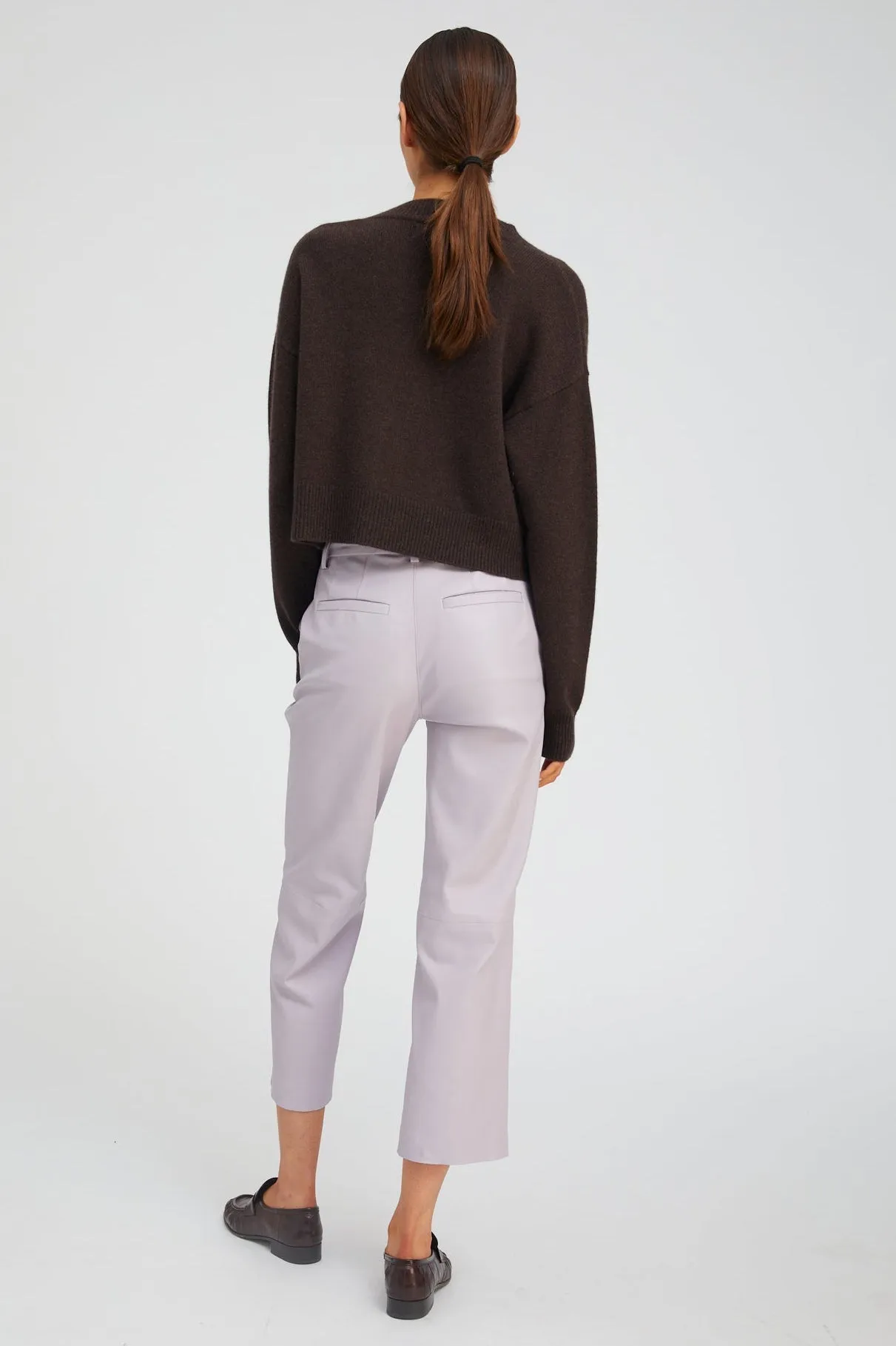 Lavender Leather Cropped Trousers sold by SPRWMN product image thumbnail 3