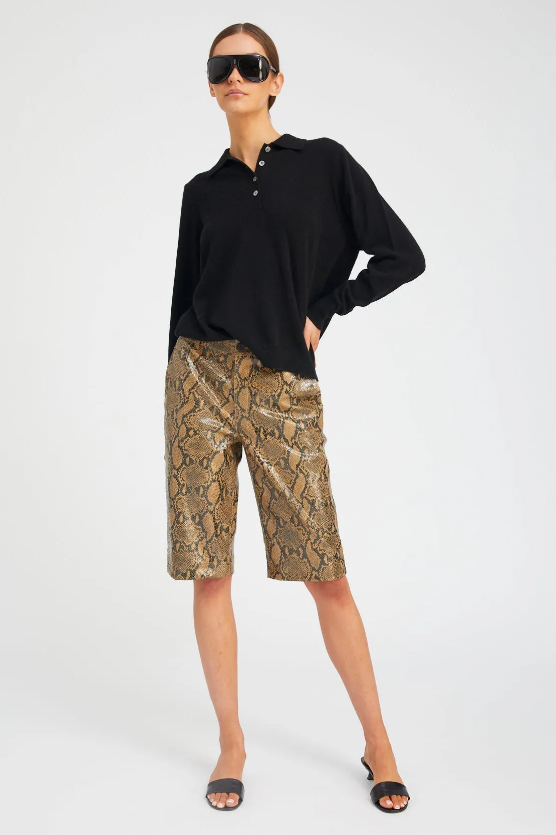 Tan Python Leather Bermuda Shorts sold by SPRWMN