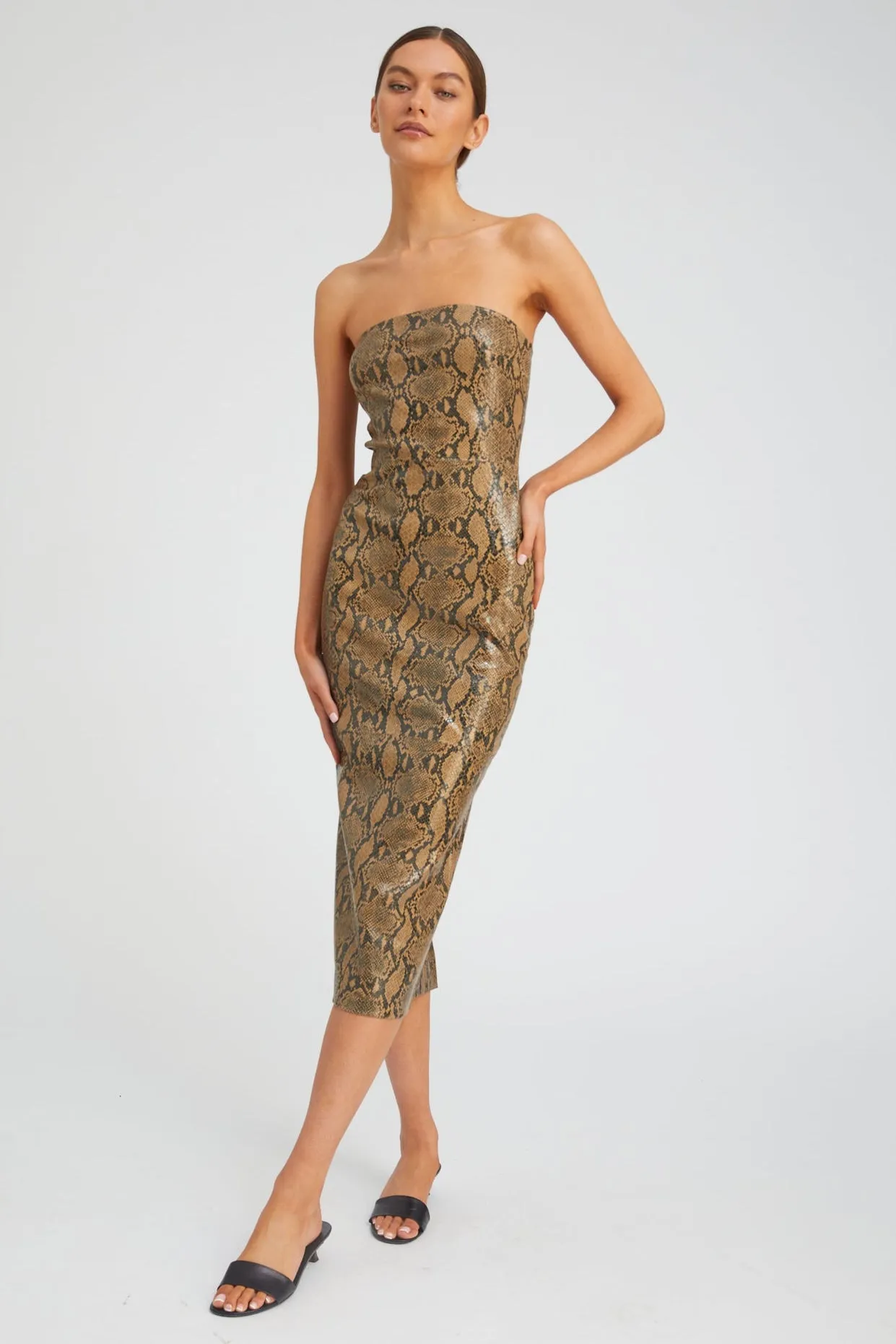 Tan Python Leather Tube Dress sold by SPRWMN