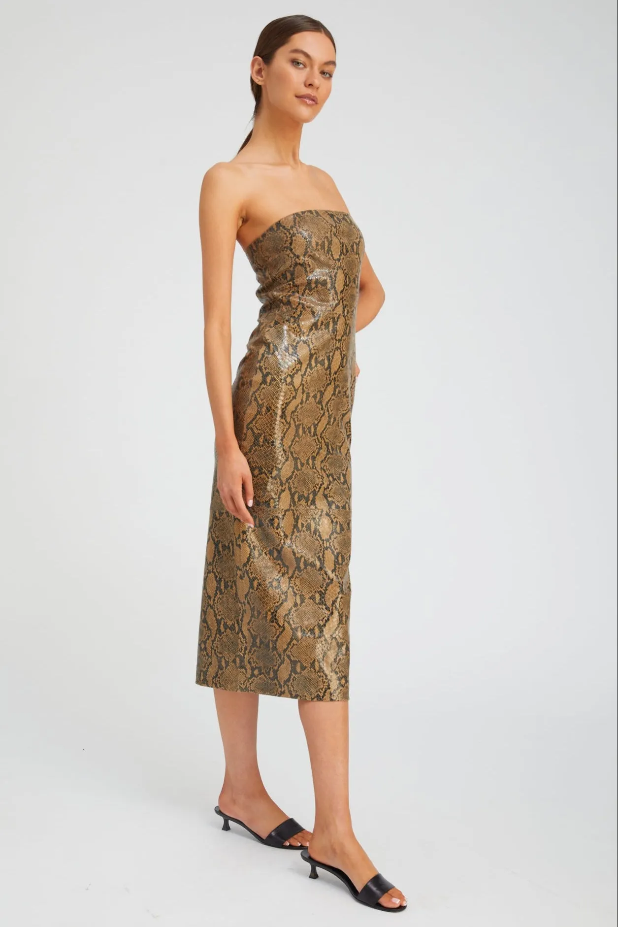 Tan Python Leather Tube Dress sold by SPRWMN product image thumbnail 2