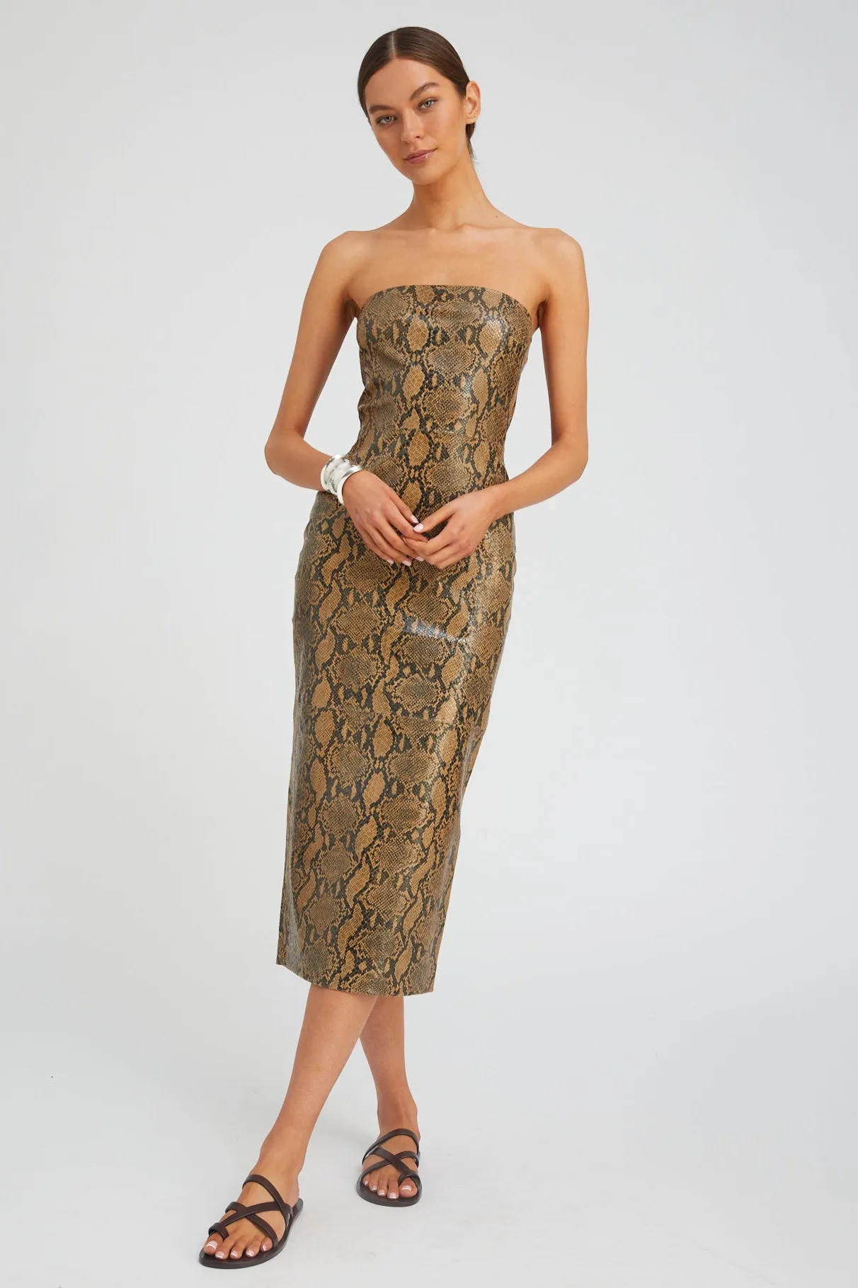 Tan Python Leather Tube Dress sold by SPRWMN product image thumbnail 3