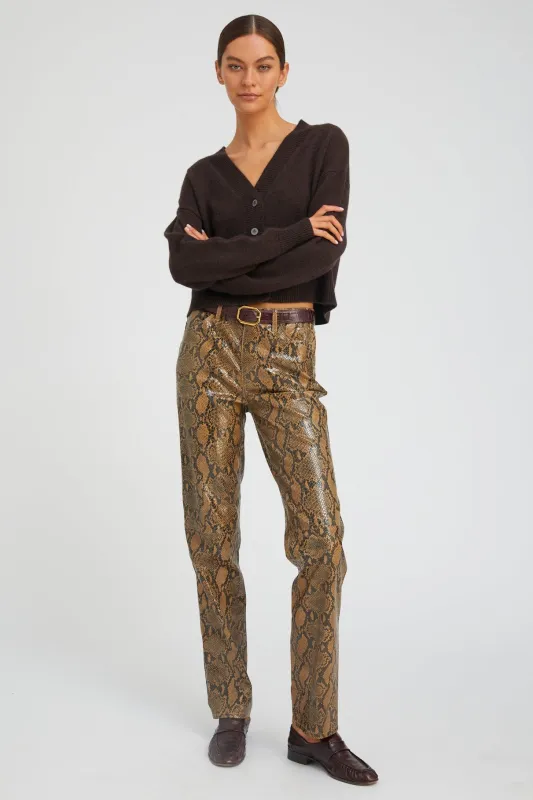 Tan Python Leather 5 Pocket Slim Straight made by SPRWMN