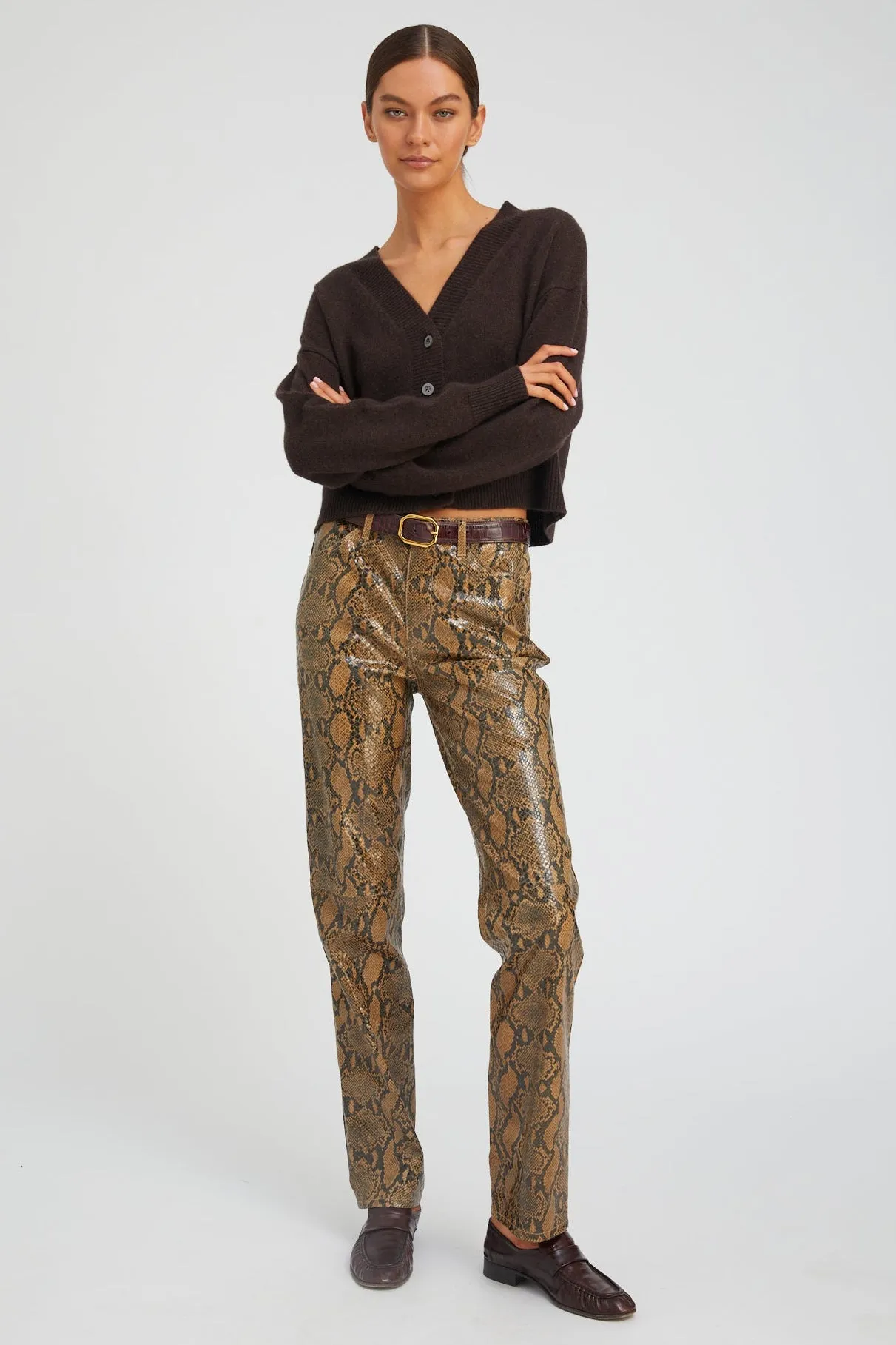 Tan Python Leather 5 Pocket Slim Straight sold by SPRWMN