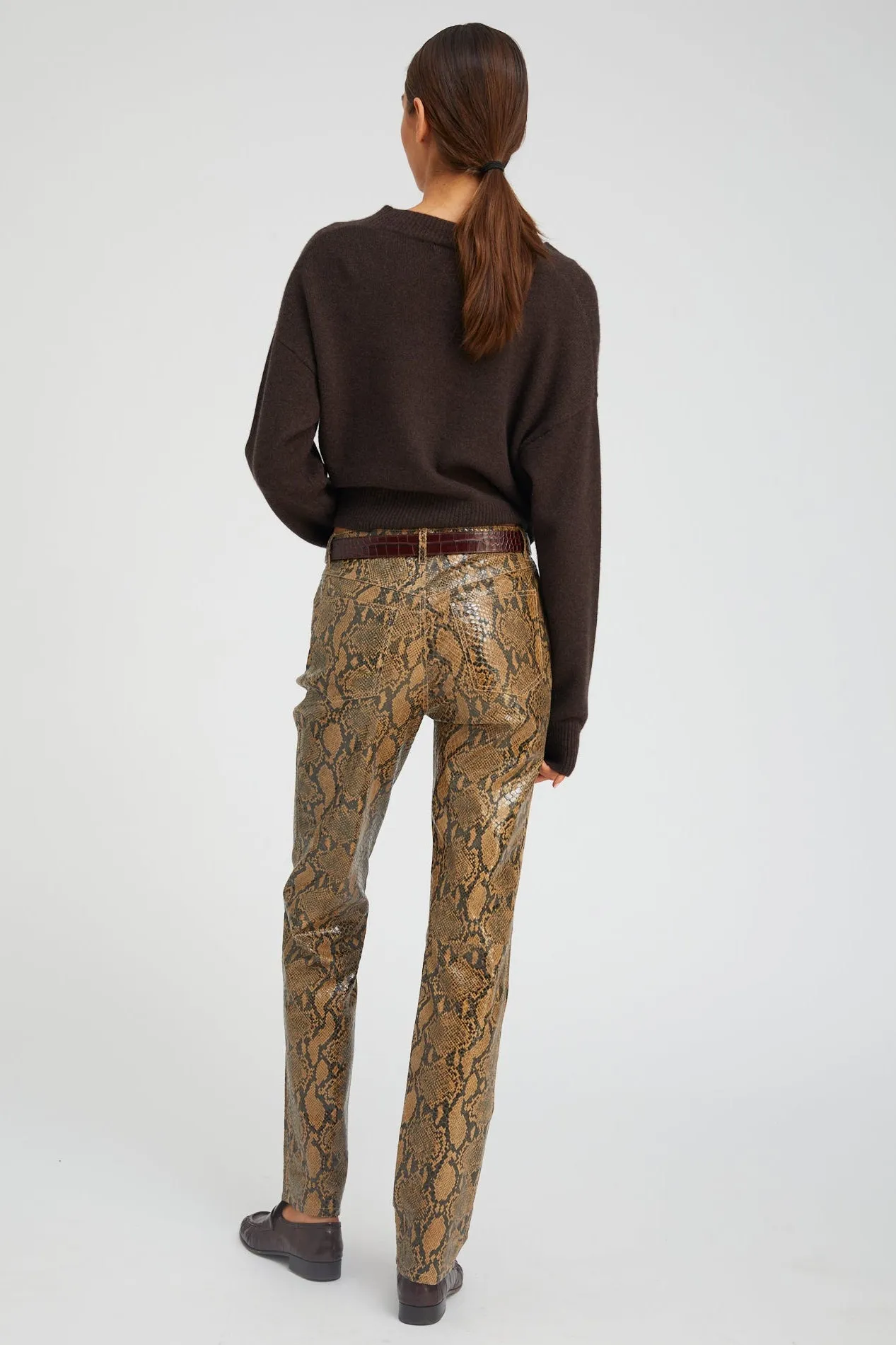 Tan Python Leather 5 Pocket Slim Straight sold by SPRWMN product image thumbnail 3