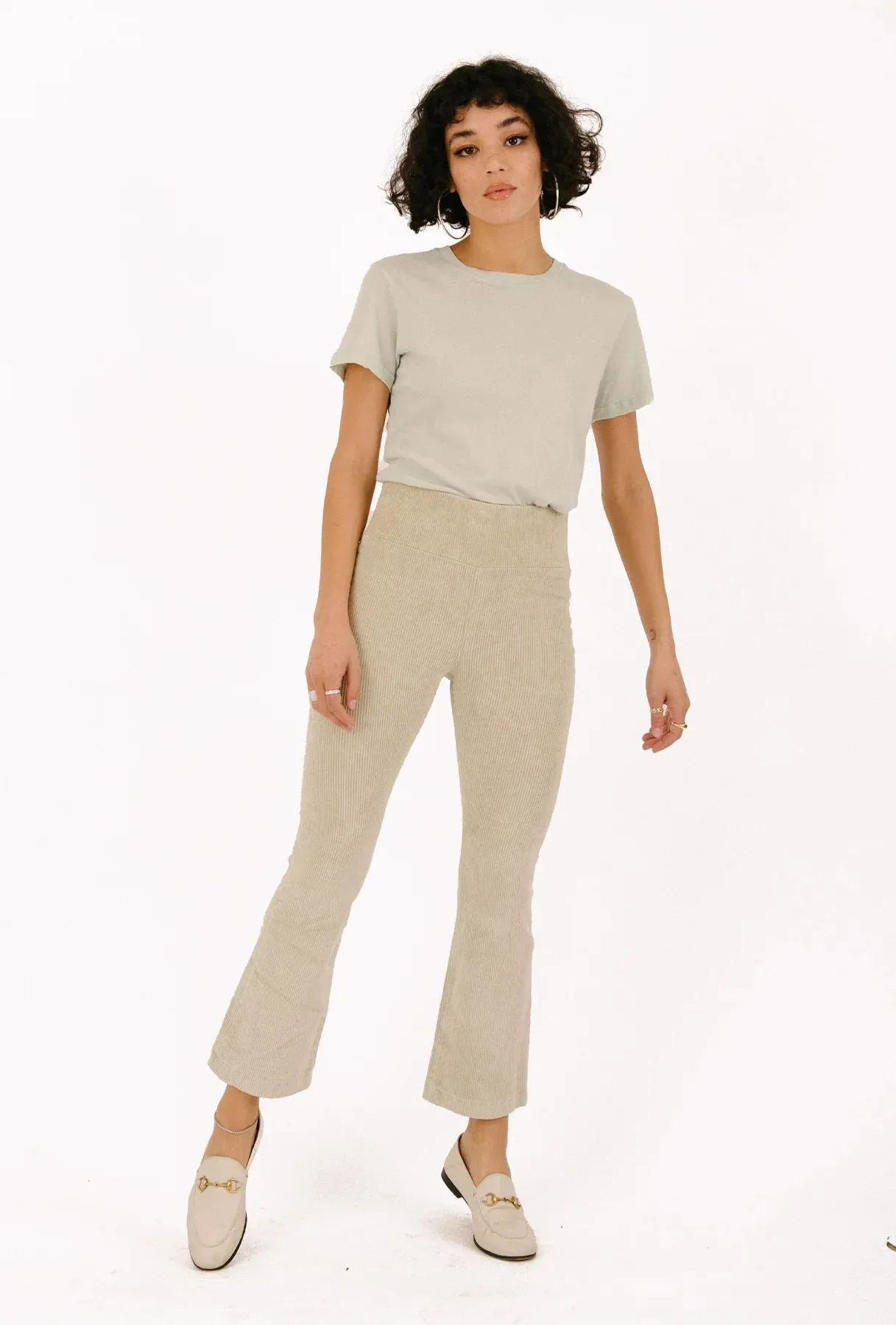 Off White Corduroy Crop Flare Pants sold by SPRWMN product image thumbnail 2