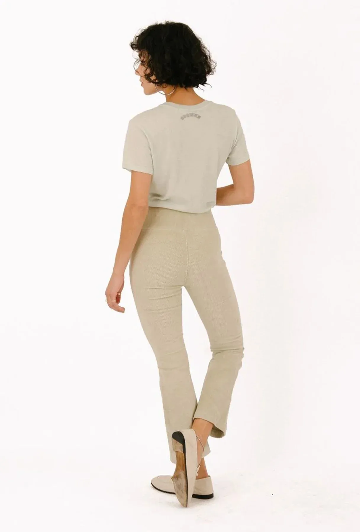 Off White Corduroy Crop Flare Pants sold by SPRWMN product image thumbnail 3