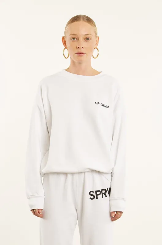 White Cotton Logo Sweatshirt made by SPRWMN