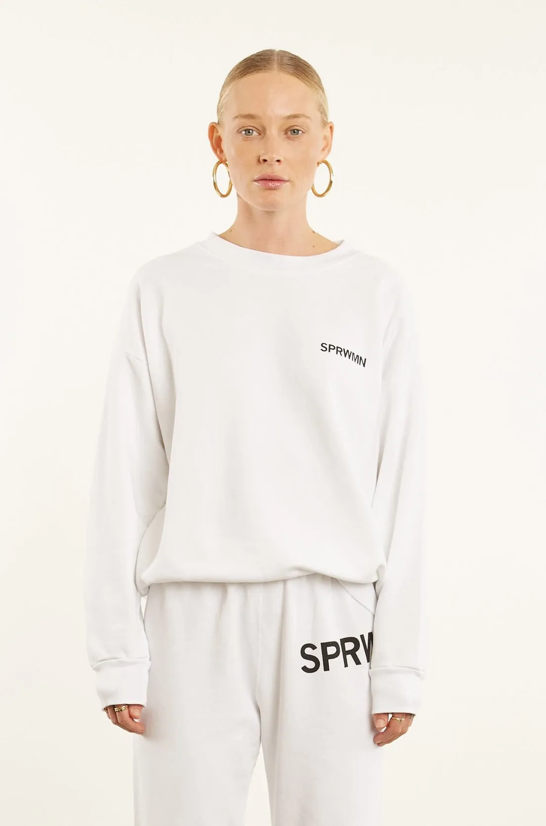 White Cotton Logo Sweatshirt sold by SPRWMN