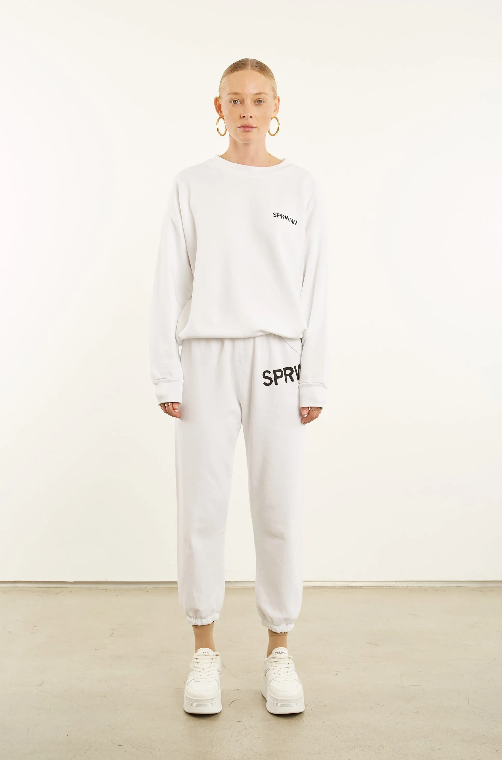 White Cotton Logo Sweatshirt sold by SPRWMN product image thumbnail 2