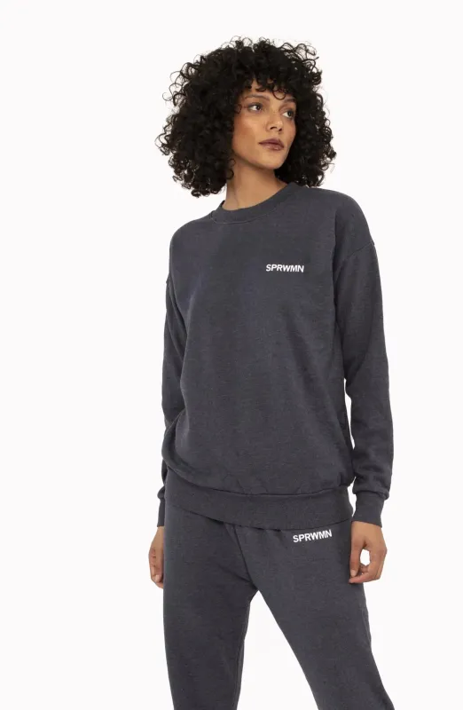 Navy Tiny Logo Sweatshirt made by SPRWMN