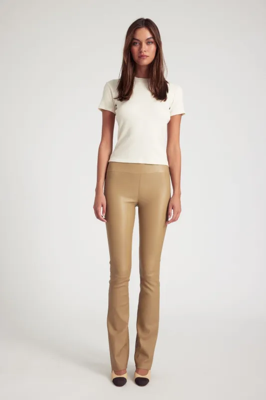 Khaki Leather Micro Flare made by SPRWMN