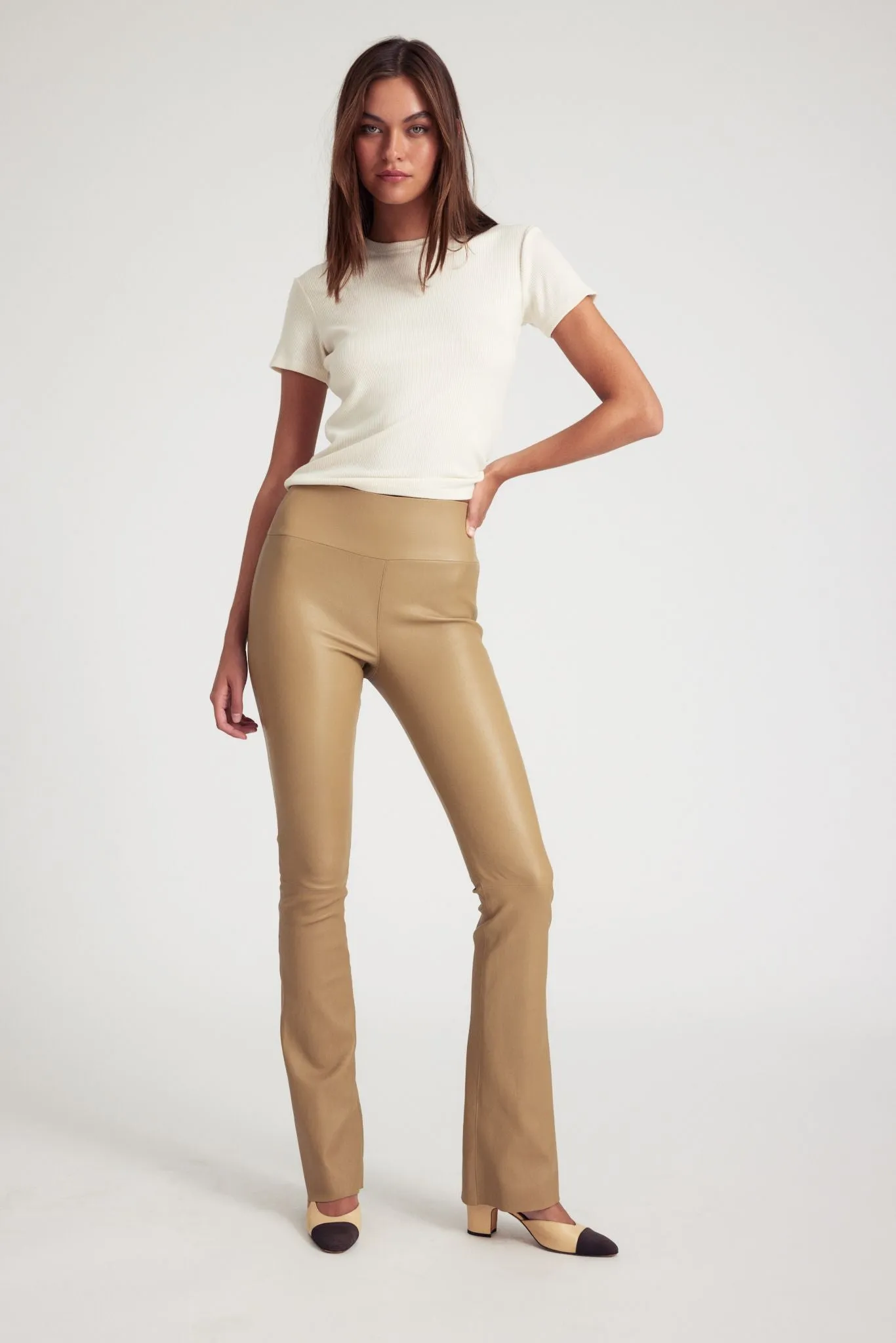 Khaki Leather Micro Flare sold by SPRWMN product image thumbnail 2
