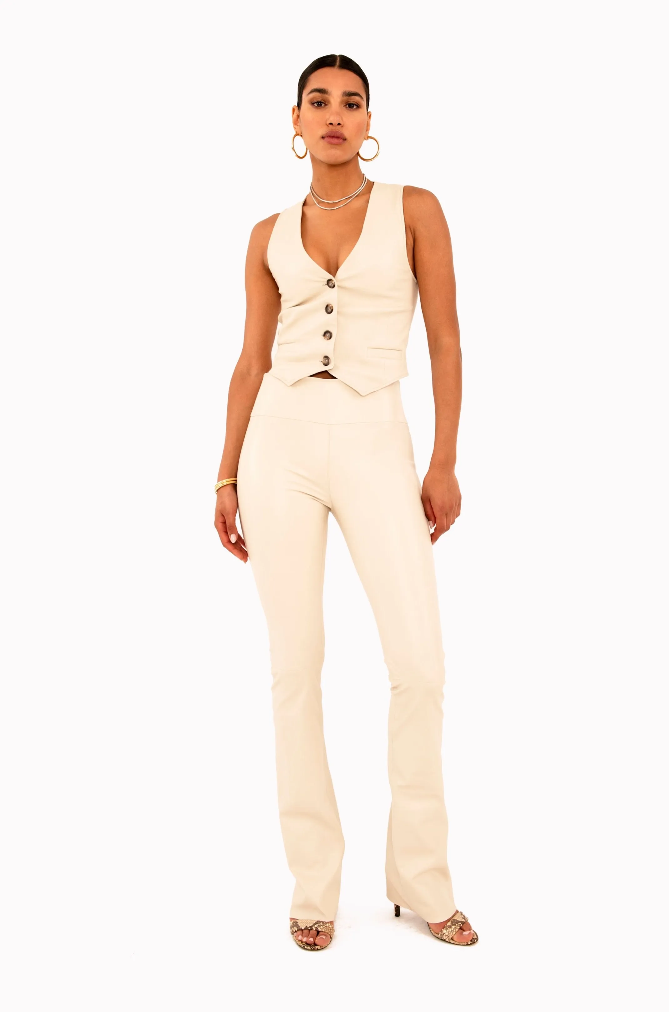 Off-White Leather Micro Flare Pants sold by SPRWMN product image thumbnail 3