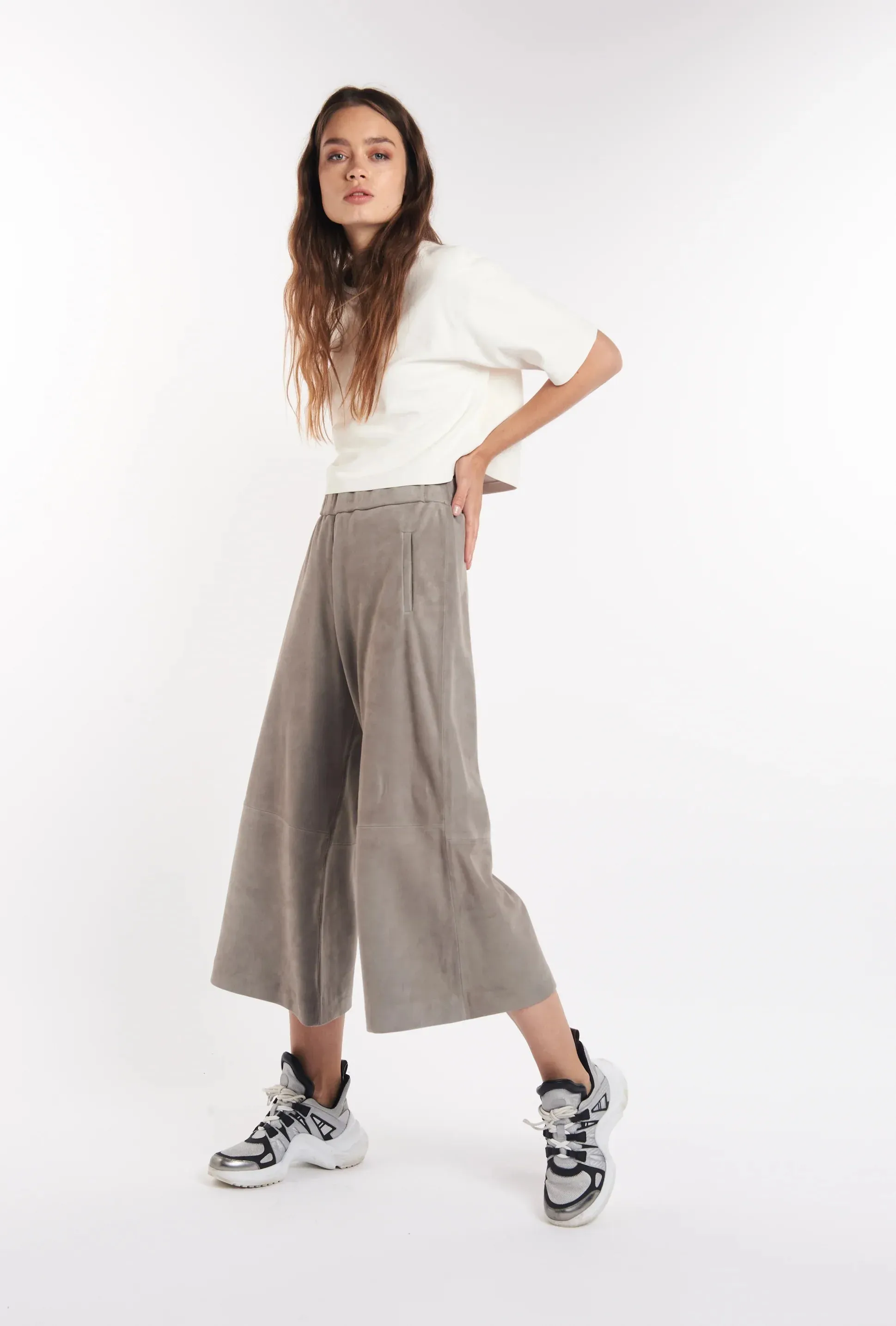 Grey Suede Culotte Pants sold by SPRWMN product image thumbnail 2