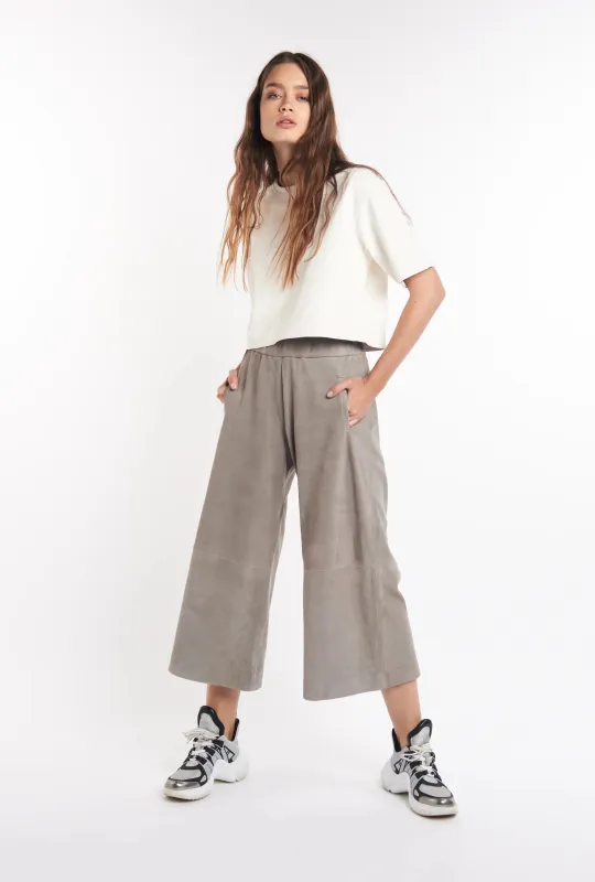 Grey Suede Culotte Pants made by SPRWMN