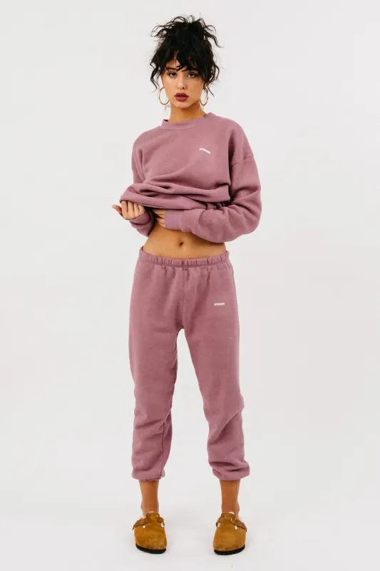 Mauve Tiny Logo Sweatpants made by SPRWMN