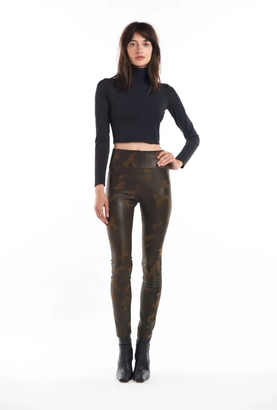 Camouflage Leather Ankle Leggings made by SPRWMN