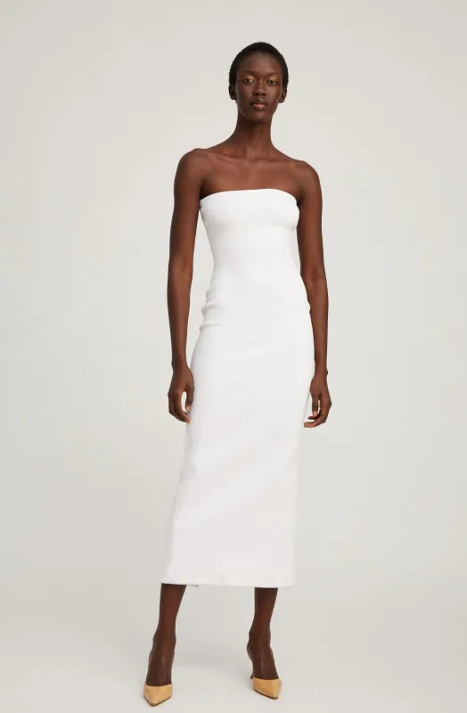White Stretch Jacquard Tube Dress made by SPRWMN