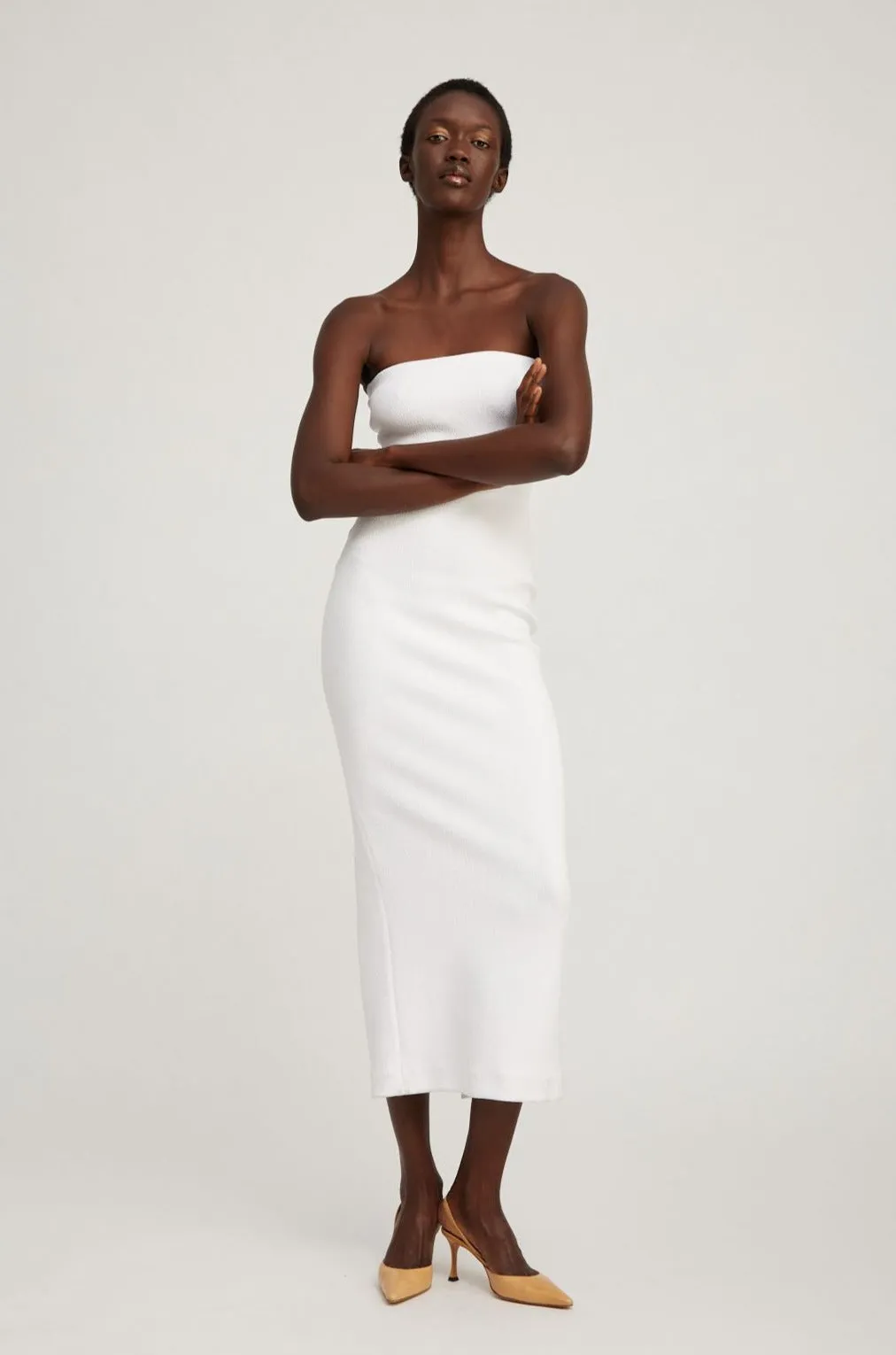 White Stretch Jacquard Tube Dress sold by SPRWMN product image thumbnail 3