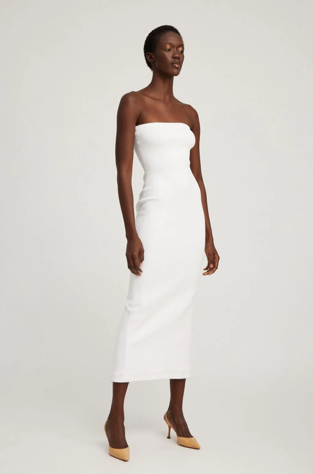 White Stretch Jacquard Tube Dress sold by SPRWMN product image thumbnail 2