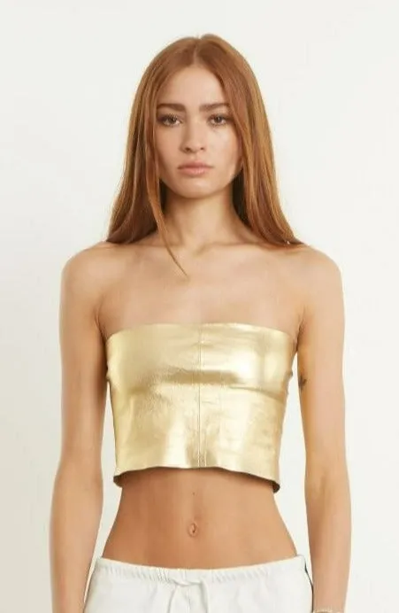 Metallic Gold Leather Micro Tube Top sold by SPRWMN