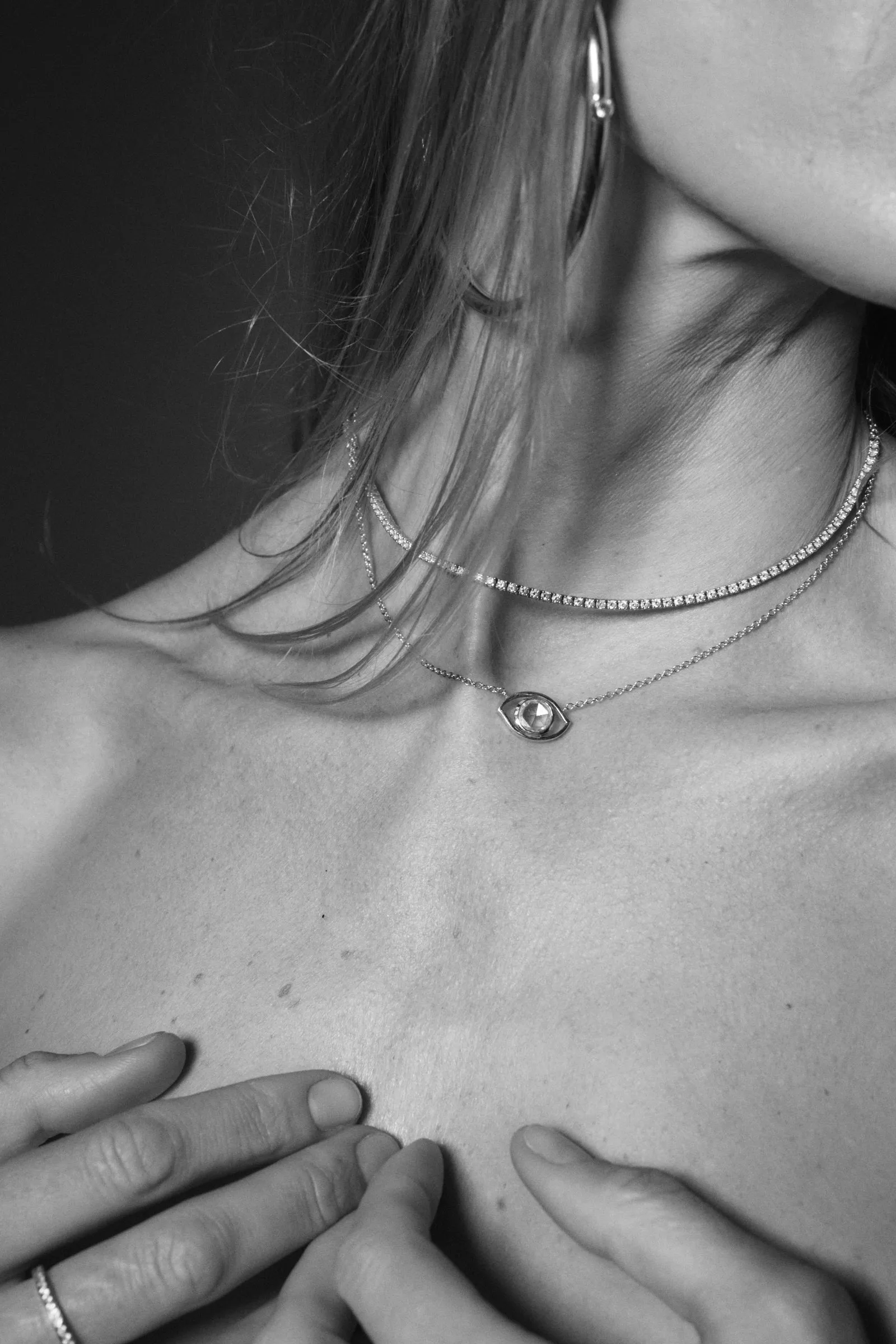 Rose Cut Diamond Evil Eye Necklace sold by SPRWMN product image thumbnail 2