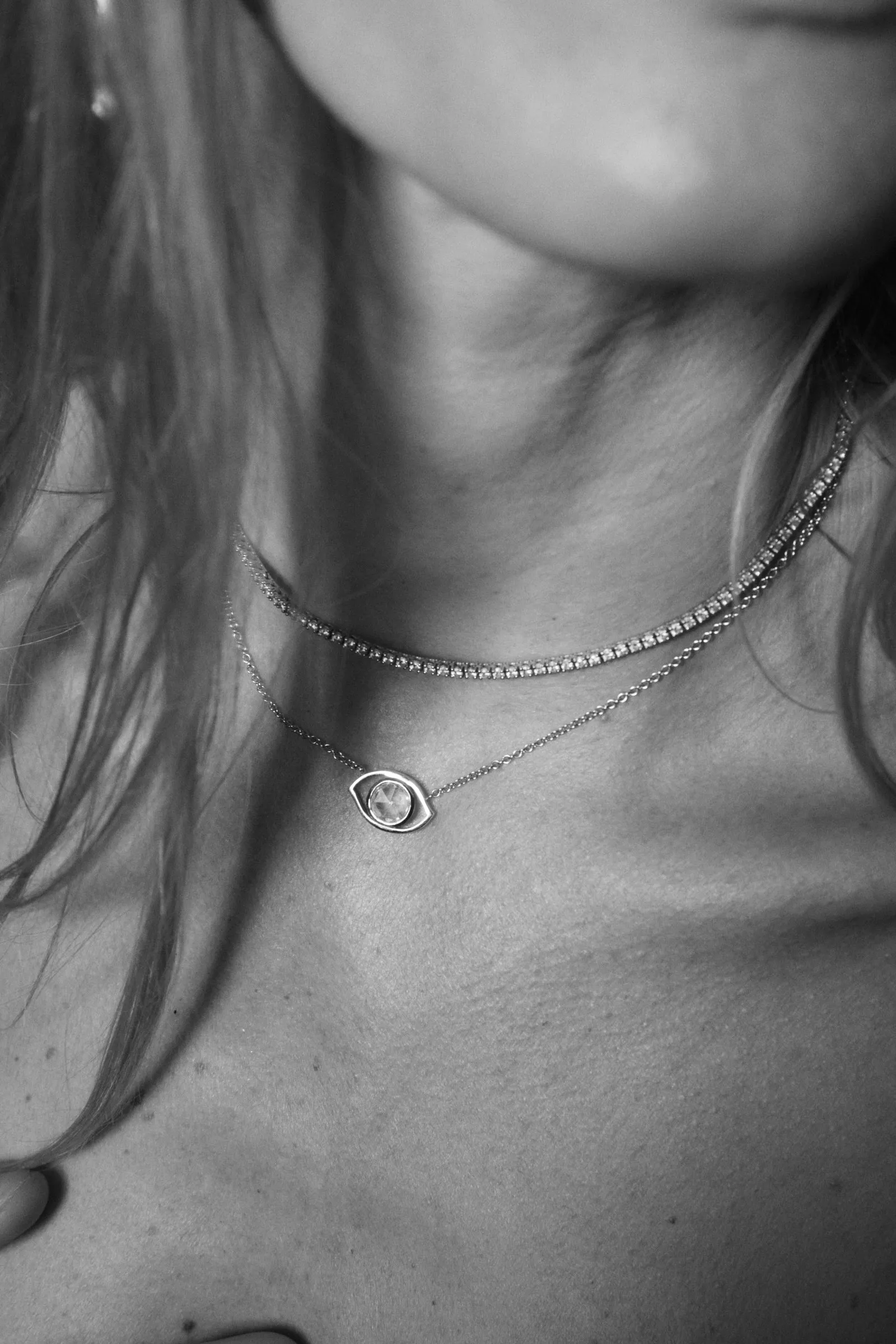Rose Cut Diamond Evil Eye Necklace sold by SPRWMN product image thumbnail 2
