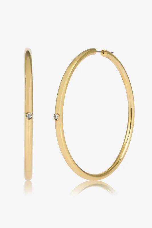 Diamond Bezel Hoop Earrings 70mm made by SPRWMN