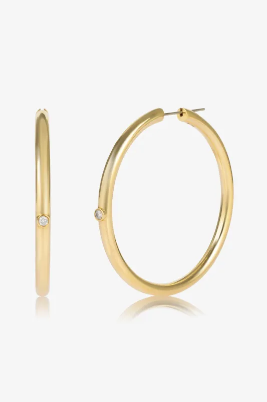 Diamond Bezel Hoop Earrings 50mm made by SPRWMN