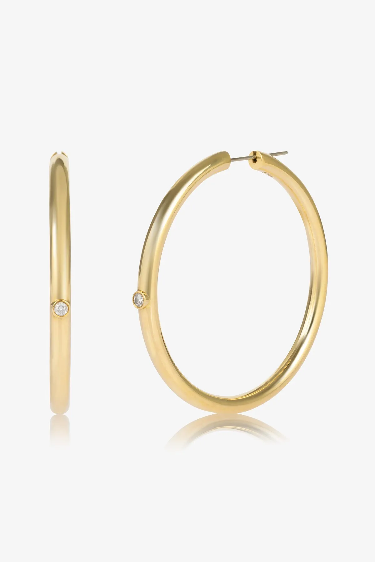 Diamond Bezel Hoop Earrings 50mm sold by SPRWMN