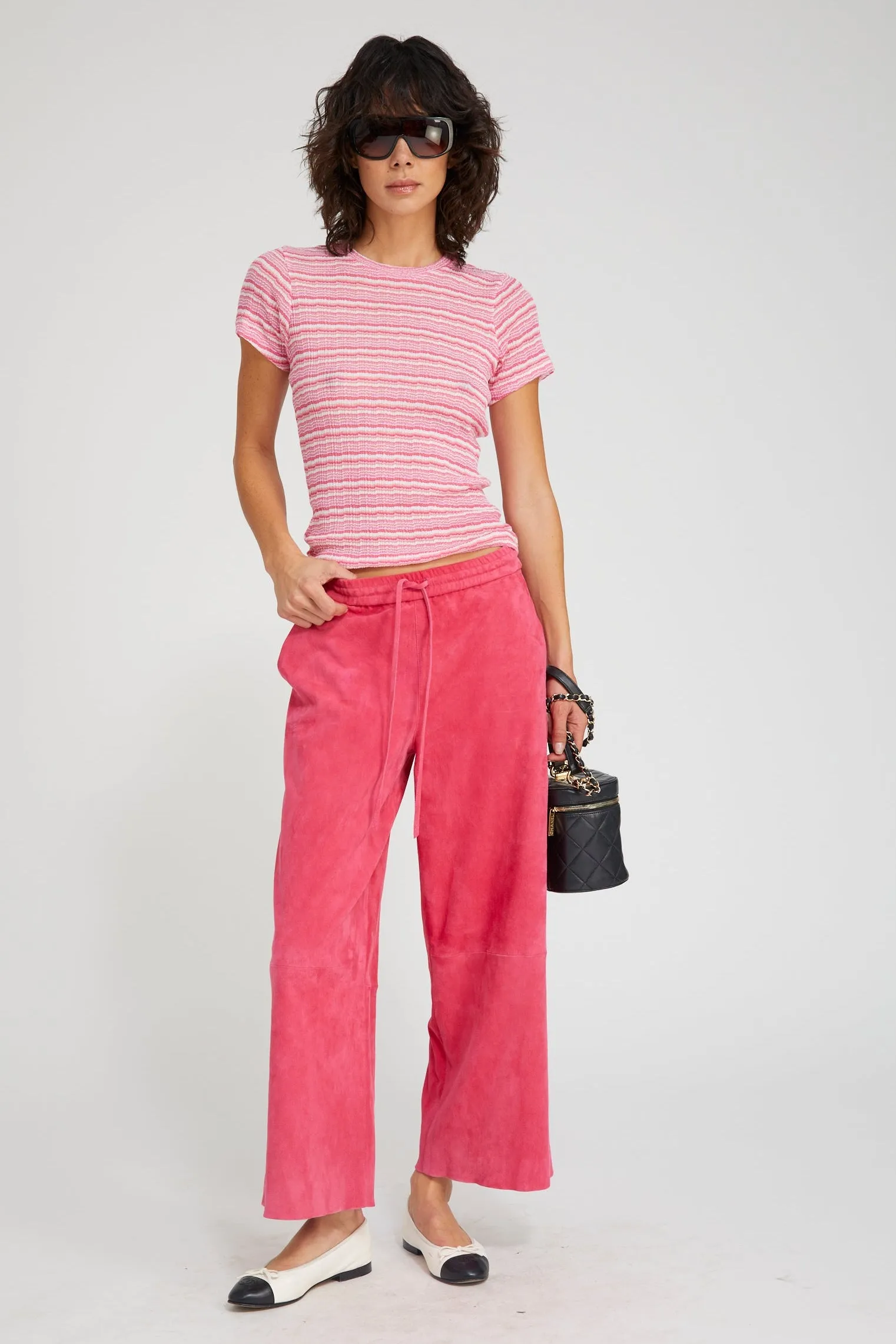 Suede Cropped Baggy Pants sold by SPRWMN