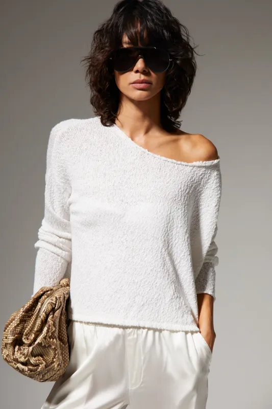 Cotton Bouclé Off Shoulder Sweater made by SPRWMN
