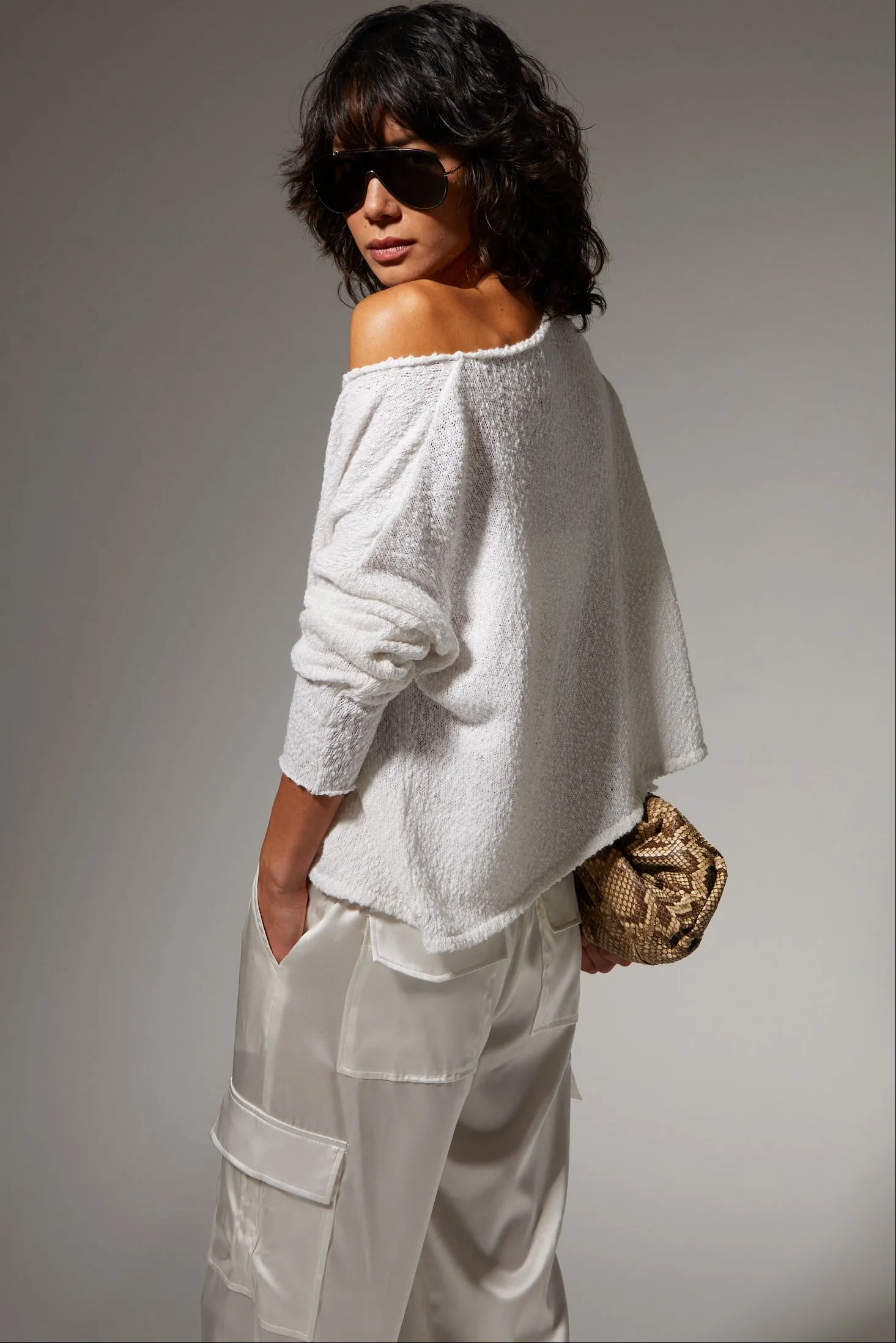 Cotton Bouclé Off Shoulder Sweater sold by SPRWMN product image thumbnail 3
