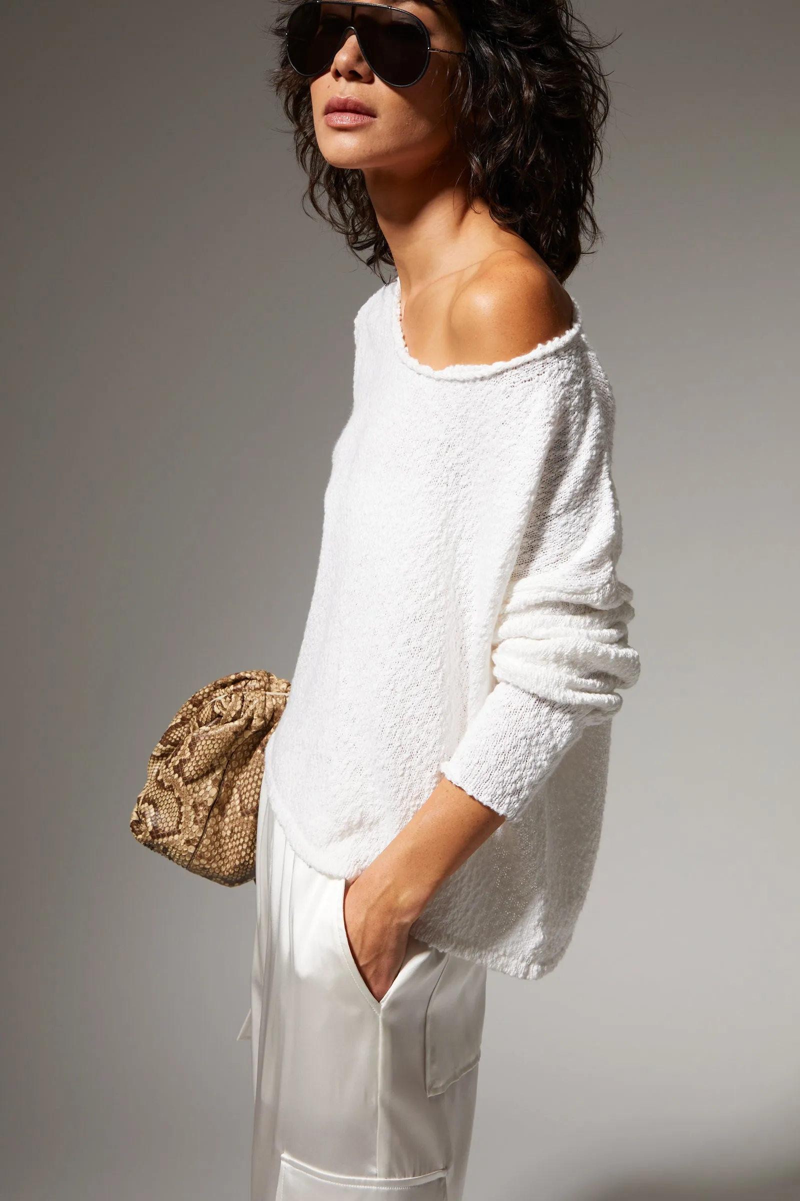 Cotton Bouclé Off Shoulder Sweater sold by SPRWMN product image thumbnail 2