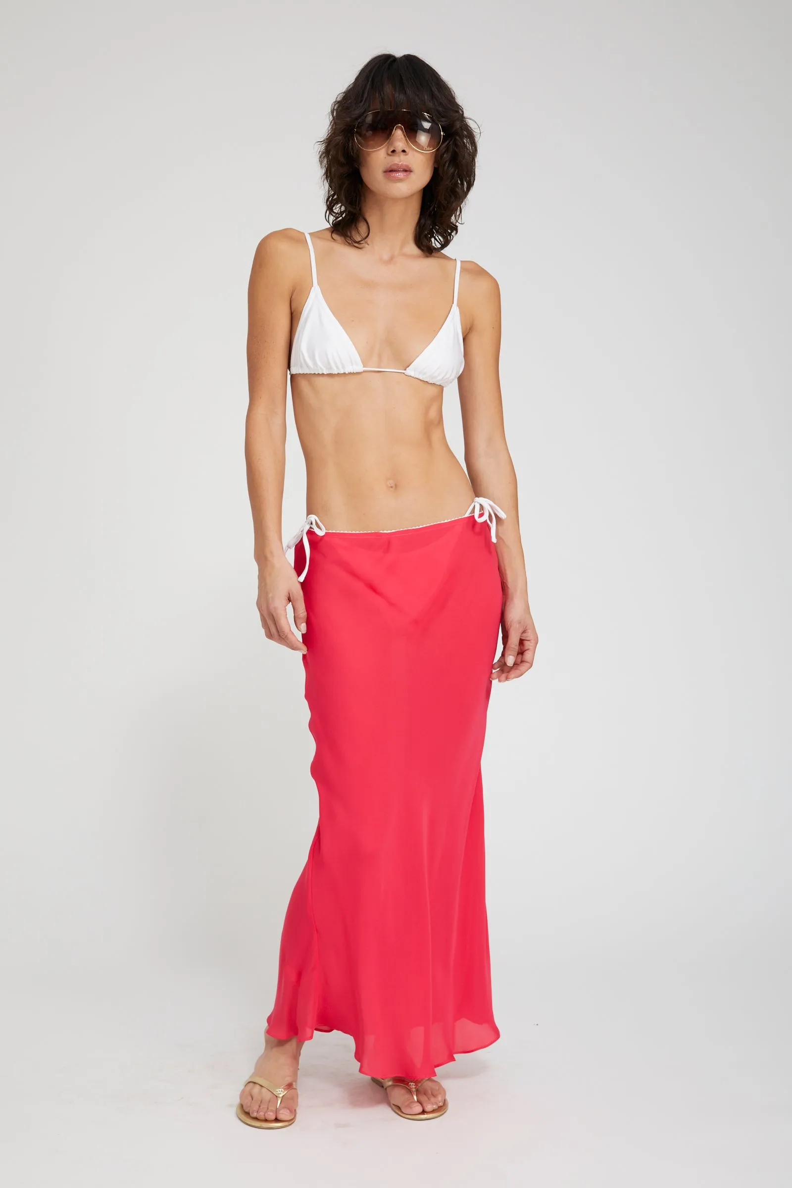 Lara Double Georgette Silk Midi Skirt sold by SPRWMN