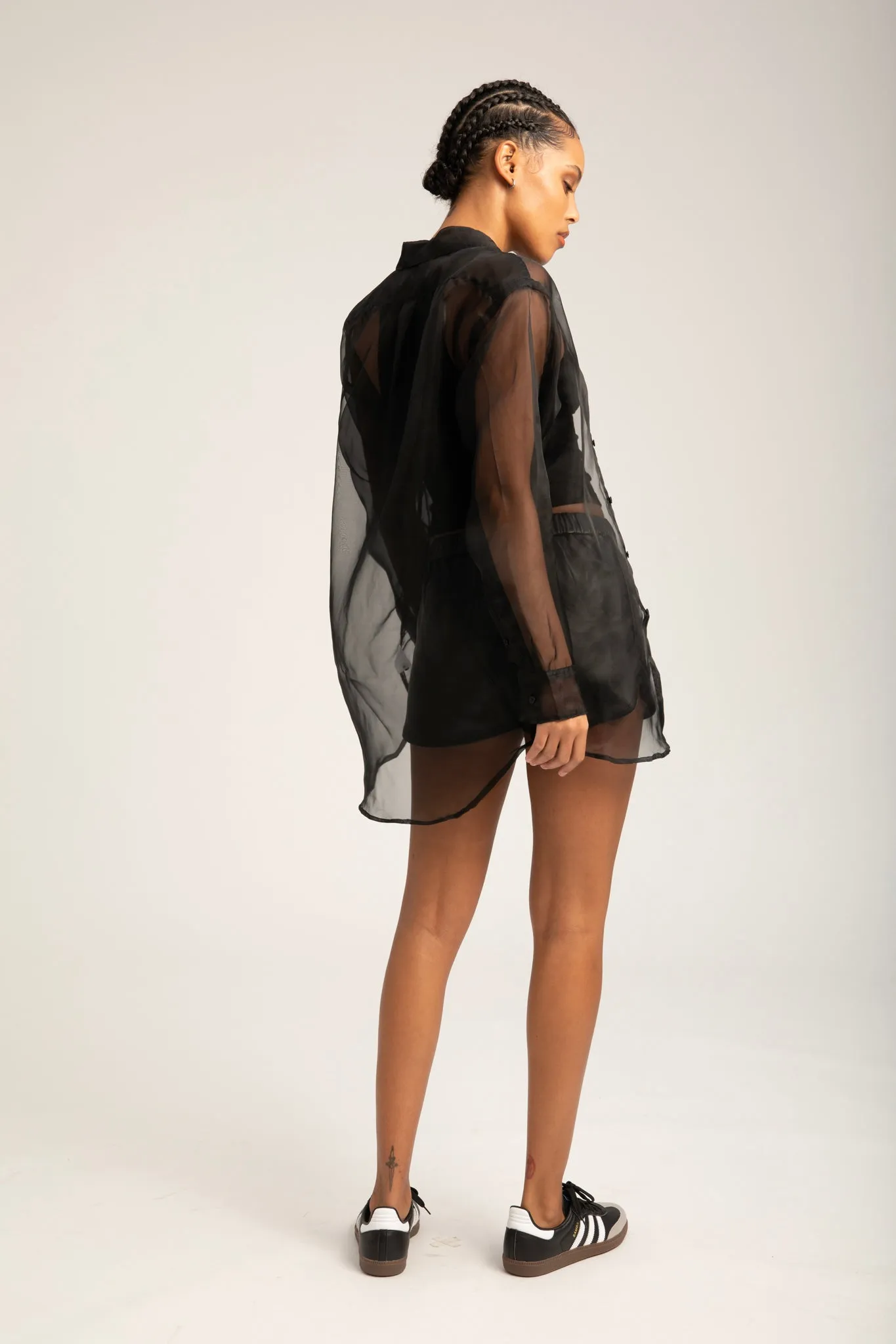 Black Silk Organza Oversized Shirt sold by SPRWMN product image thumbnail 4