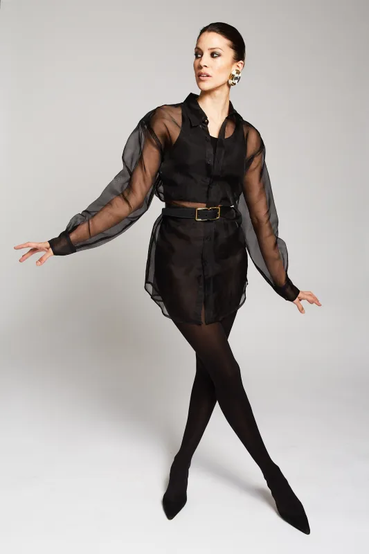 Black Silk Organza Oversized Shirt made by SPRWMN