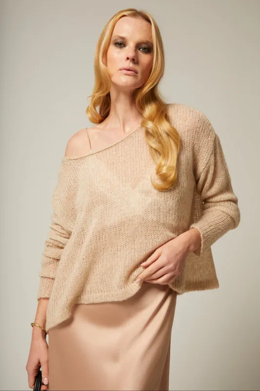 Cashmere Silk Off Shoulder Sweater made by SPRWMN