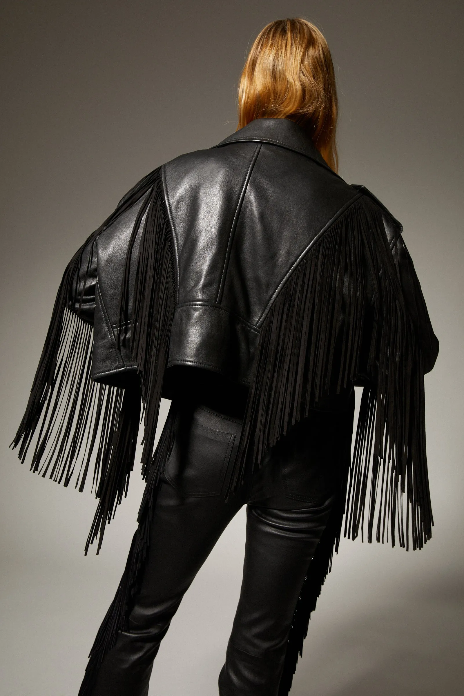 Leather Moto Fringe Jacket sold by SPRWMN product image thumbnail 4