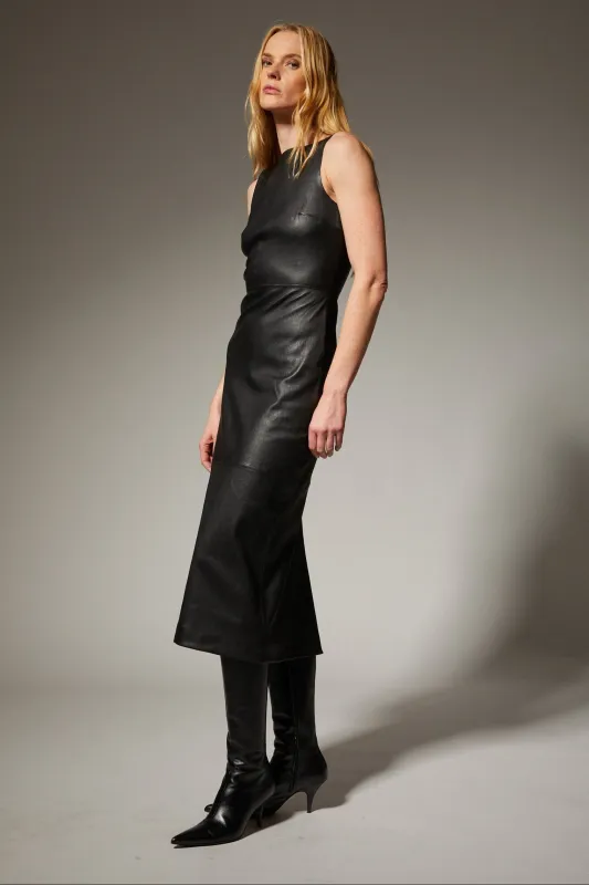 Lilah Leather Midi Dress made by SPRWMN