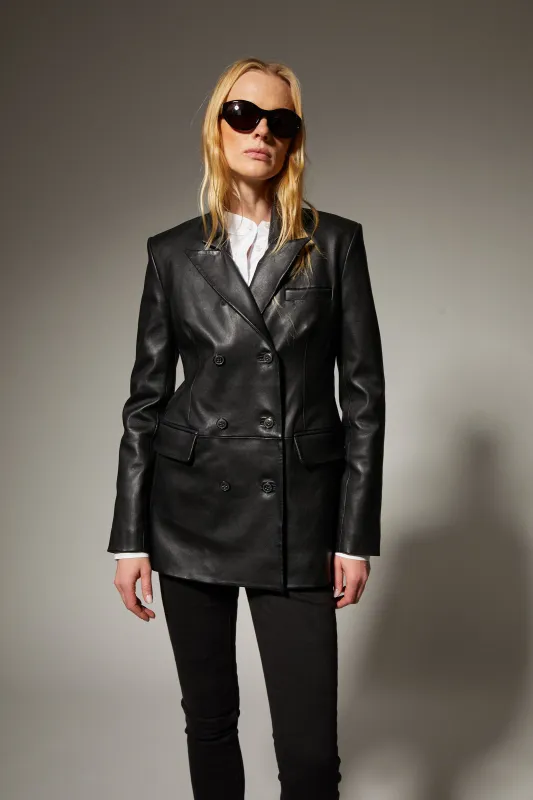 Leather Fitted Blazer made by SPRWMN