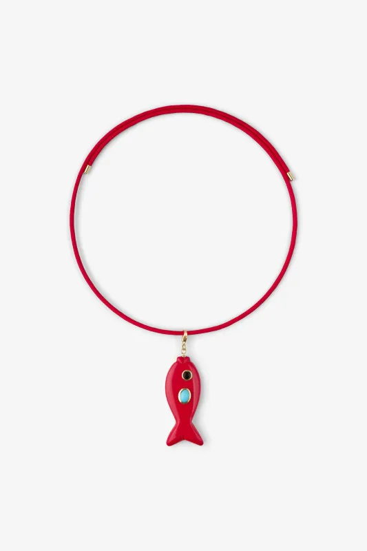 FISH CHARM NECKLACE MEDIUM CORAL 3 made by SPRWMN