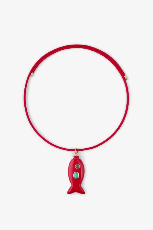FISH CHARM NECKLACE MEDIUM CORAL 2 made by SPRWMN