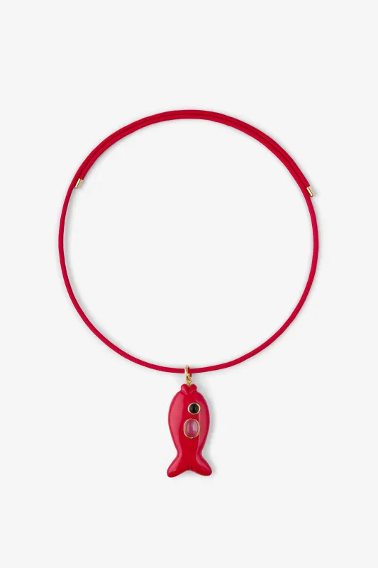FISH CHARM NECKLACE MEDIUM CORAL 1 made by SPRWMN