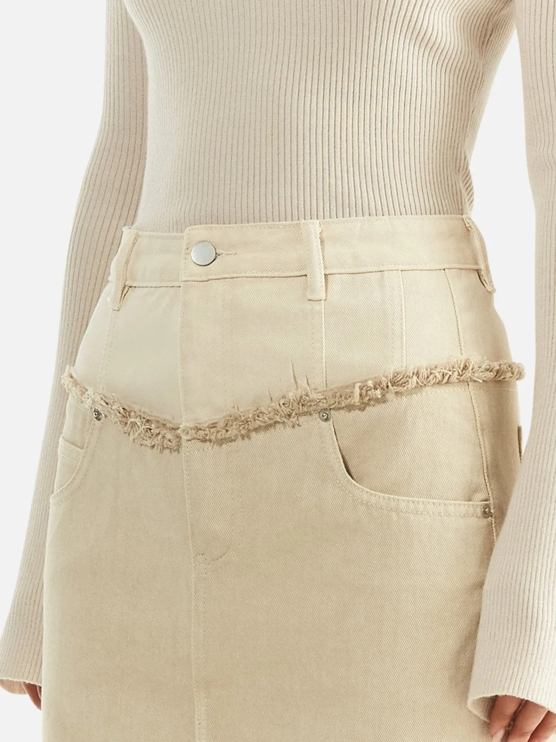 Rylie Two Tone Denim Maxi Skirt - Off White sold by Ena Pelly product image thumbnail 4